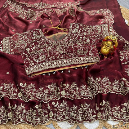 Beautifull Shade Space Silk With Zari Work Saree