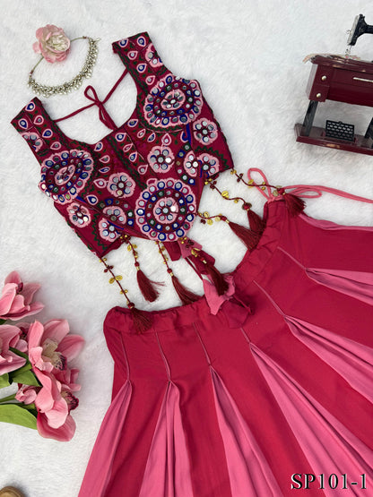 Maroon Color Reyon Fabric With Lagdi Patta Work Lehenga