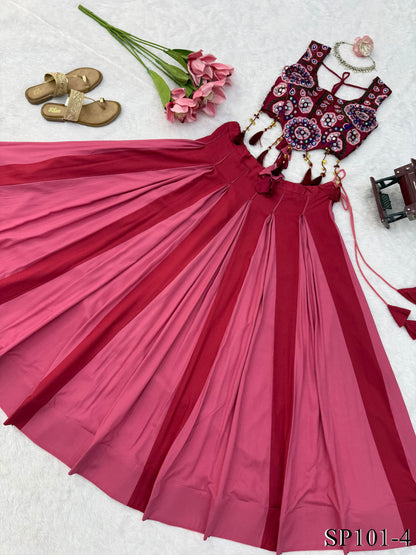 Maroon Color Reyon Fabric With Lagdi Patta Work Lehenga
