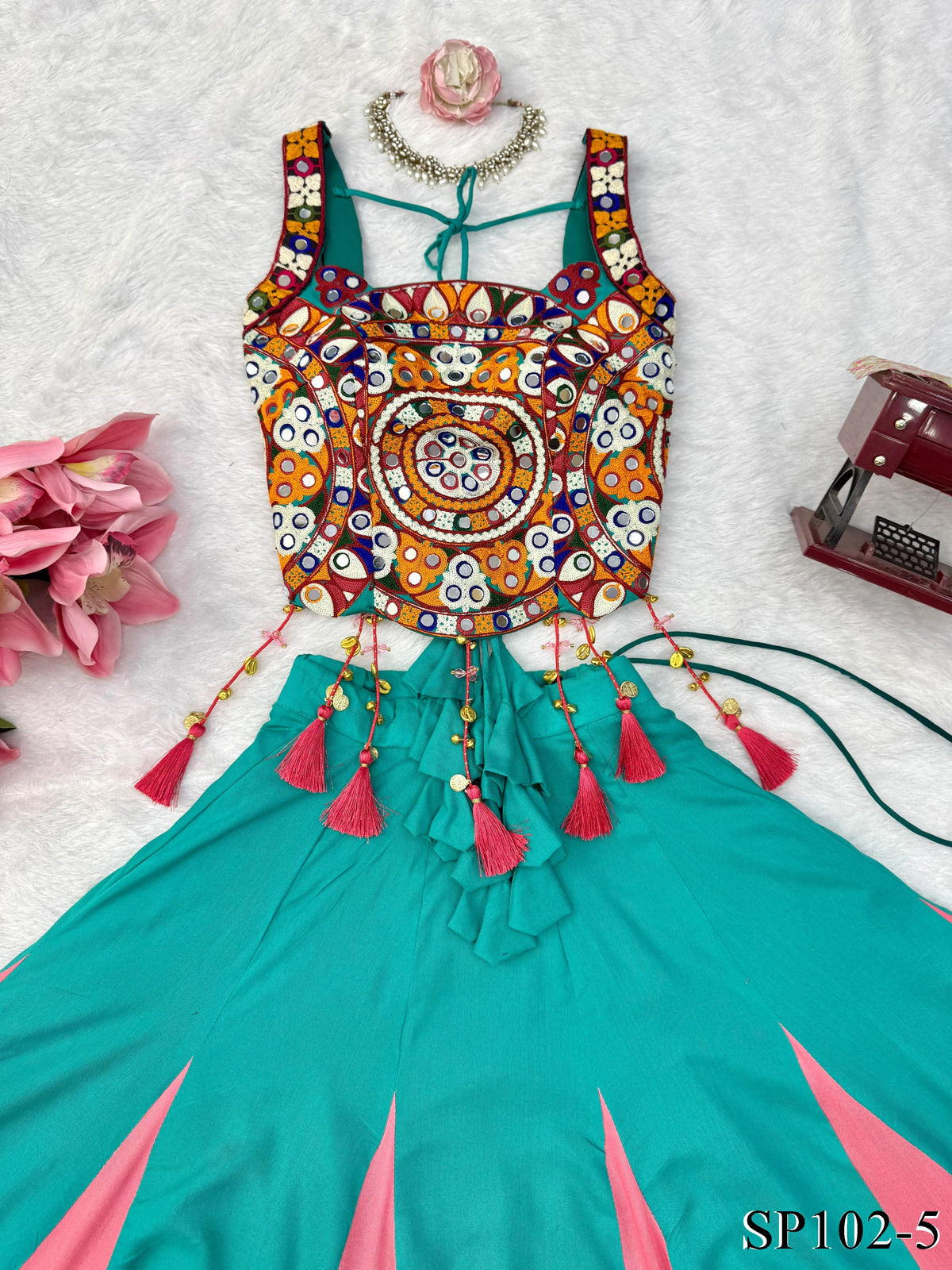 Navratri Special Reyon With Lagdi Patta Work Lehenga
