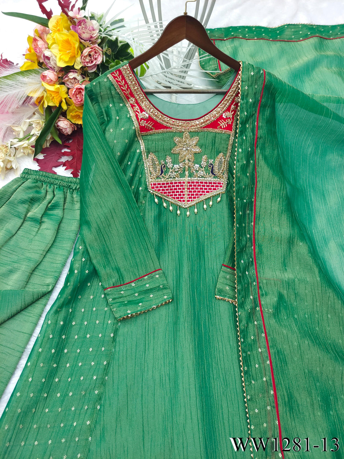 New Arrival SalsaButt Silk With Embroidery Work Top Pent