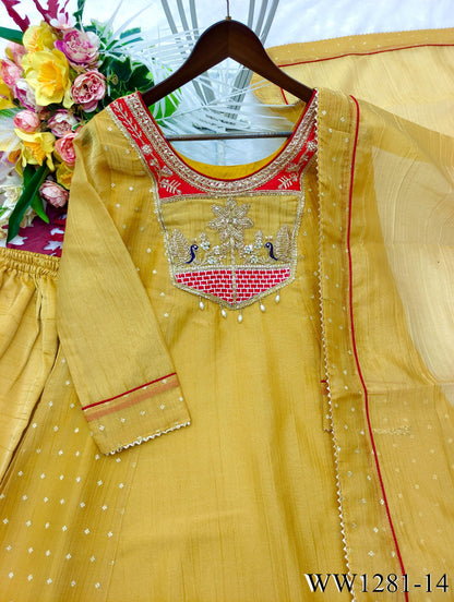 New Arrival SalsaButt Silk With Embroidery Work Top Pent