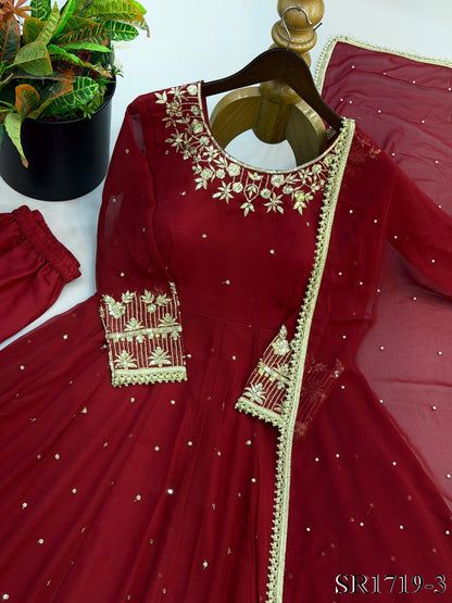 Beautifull Faux Georgette Embroidery Work Top Pent