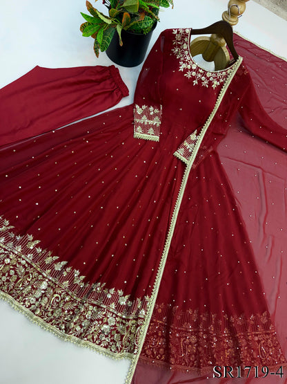 Beautifull Faux Georgette Embroidery Work Top Pent