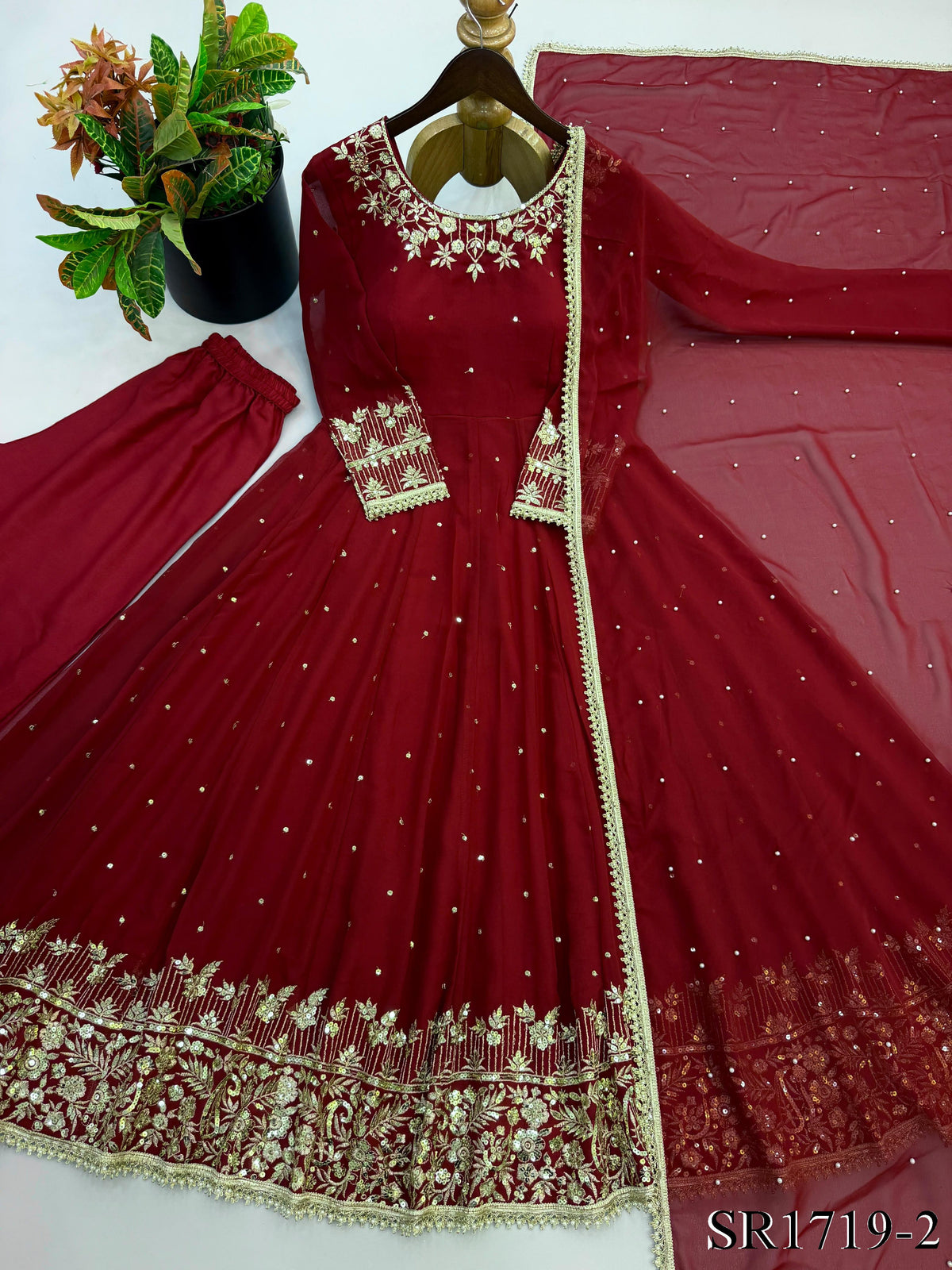 Beautifull Faux Georgette Embroidery Work Top Pent