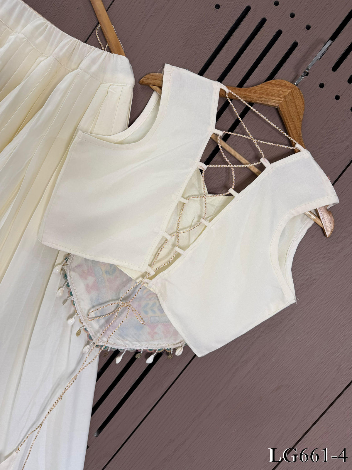 White Color Rayon With Gotta Patti Lace Work Lehenga