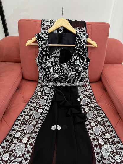 Beautifull Faux Georgette Elegent Embroidery Work Saree