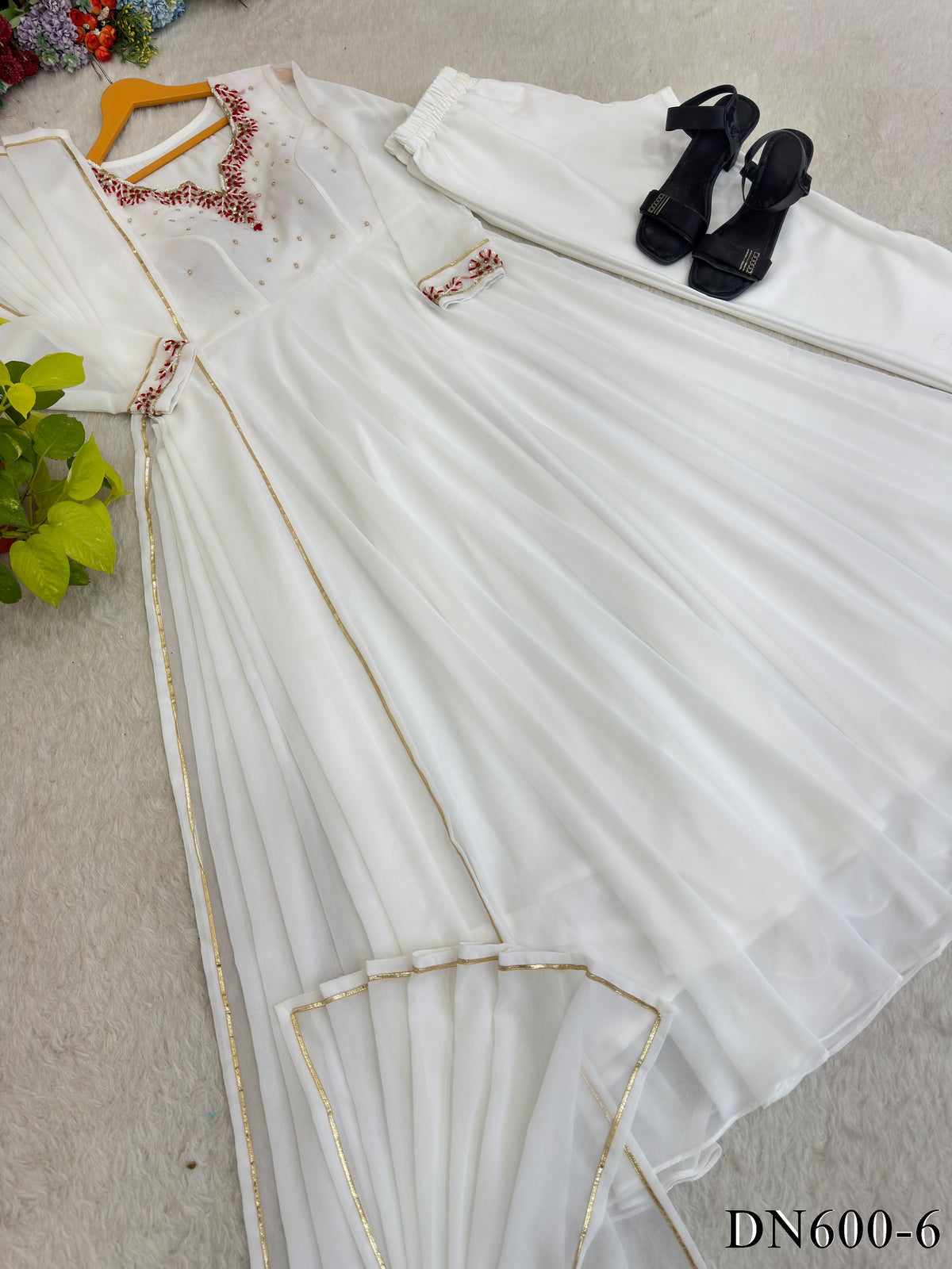 Heavy Fox Georgette Gown with Handwork & Dupatta