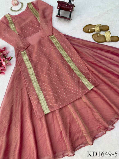 Heavy Salsa Butti Top Lehenga Set with Fancy Lace Work