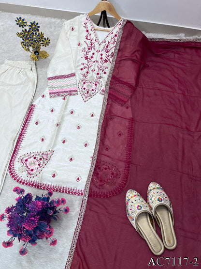Heavy Roman Glass Top Pant Set with Embroidery & Sequin Work