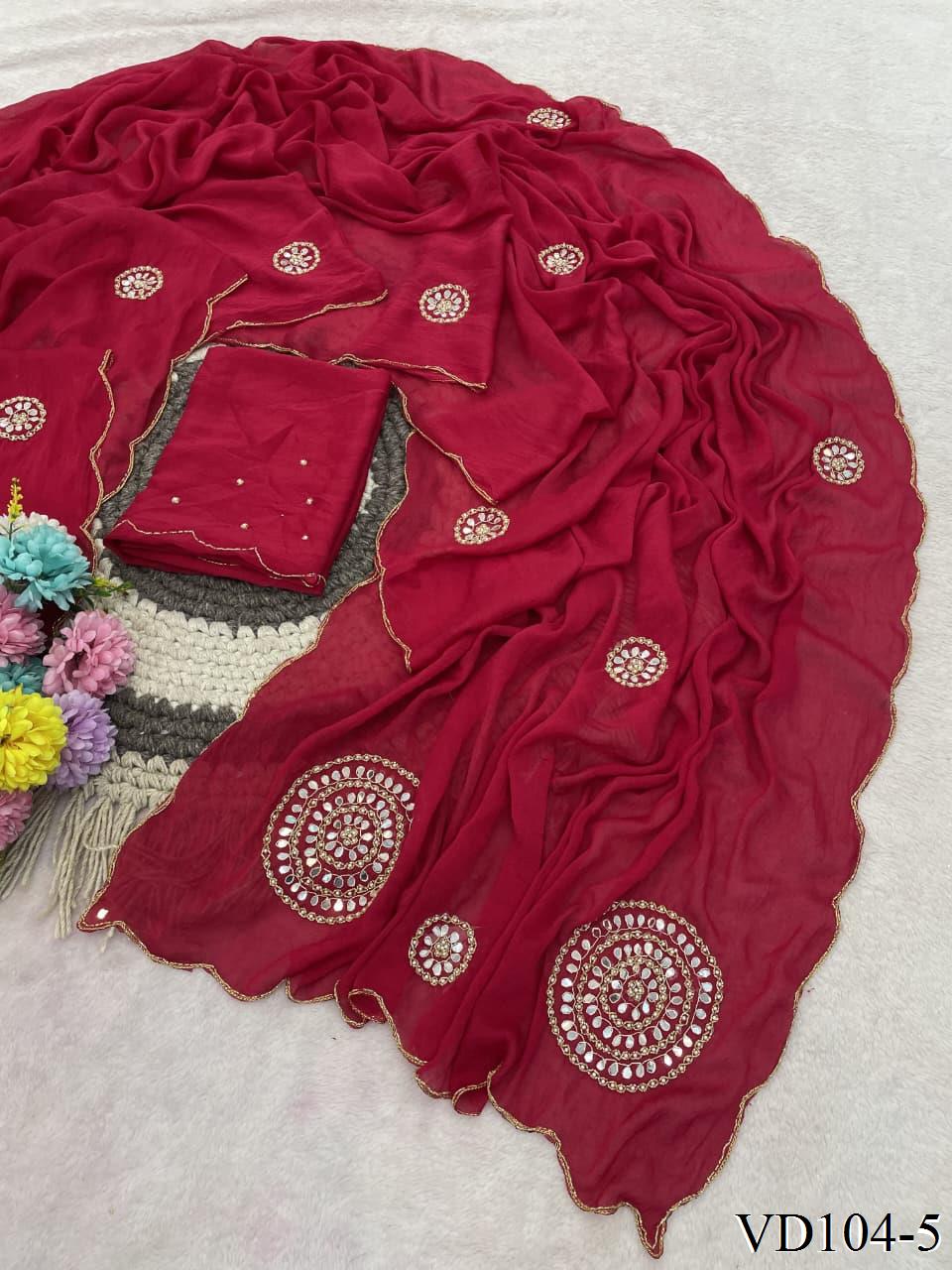 Rangoli Crushed Saree with Heavy Handwork, Cutdana & Mirror Work