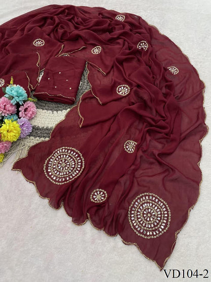 Rangoli Crushed Saree with Heavy Handwork, Cutdana & Mirror Work