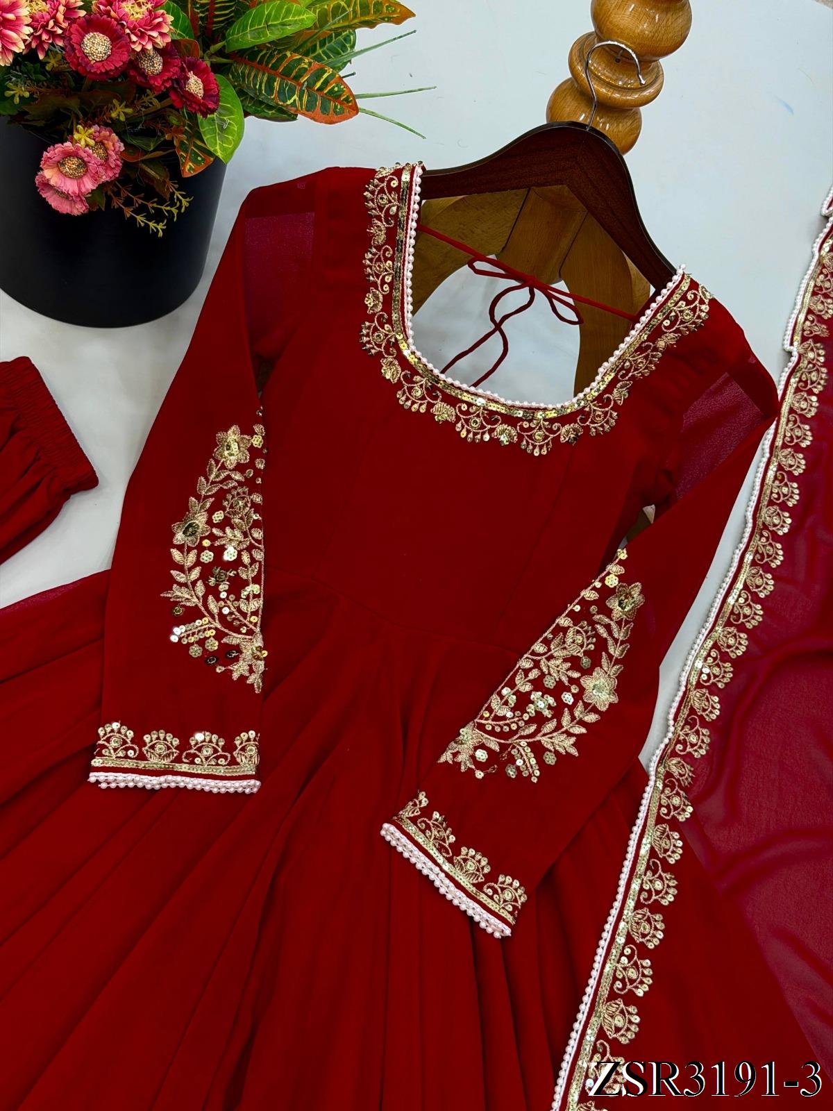 Fox Georgette Gown with Embroidery, Sequin & Moti Work