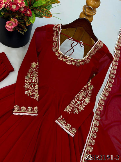 Fox Georgette Gown with Embroidery, Sequin & Moti Work