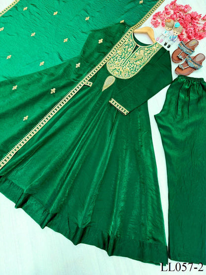 Pure Fandy Silk Gown with 3mm Sequin Embroidery Work & Dupatta