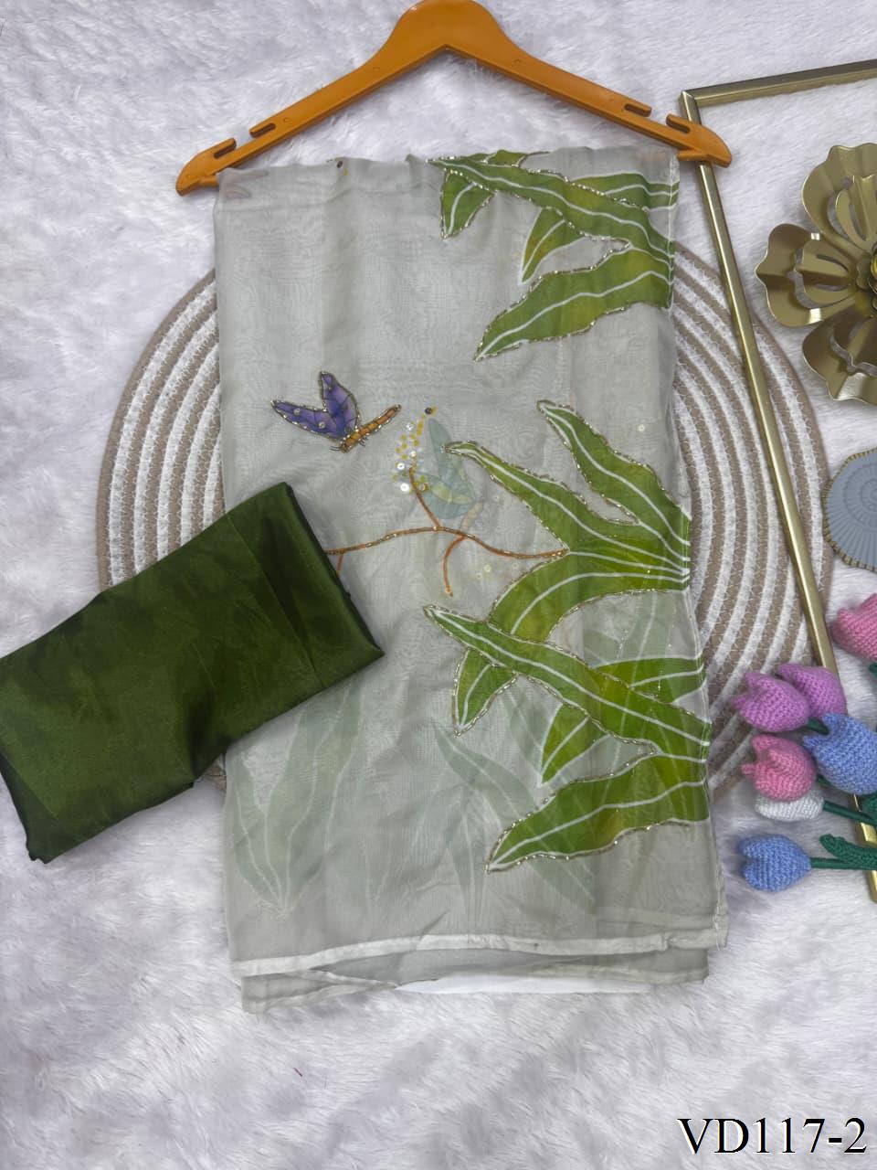 Soft Tebby Silk Saree with Beautiful Katdana Handwork