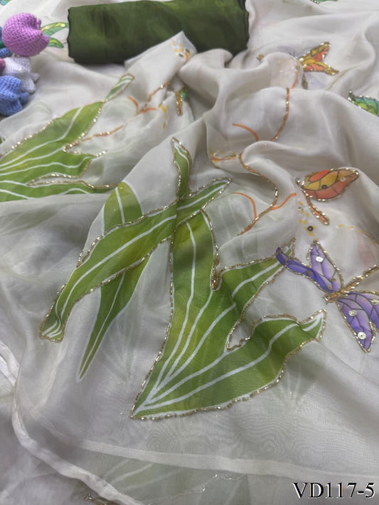 Soft Tebby Silk Saree with Beautiful Katdana Handwork