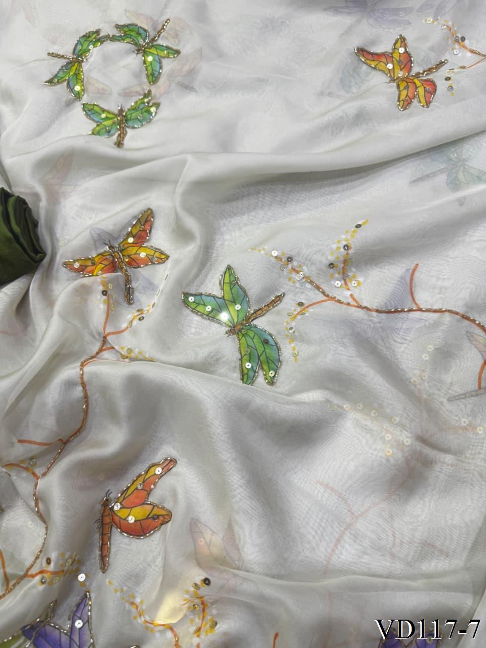 Soft Tebby Silk Saree with Beautiful Katdana Handwork