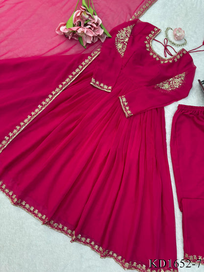 Faux Georgette Gown Set with Thread & Sequin Work
