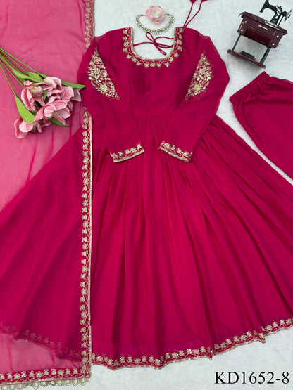 Faux Georgette Gown Set with Thread & Sequin Work
