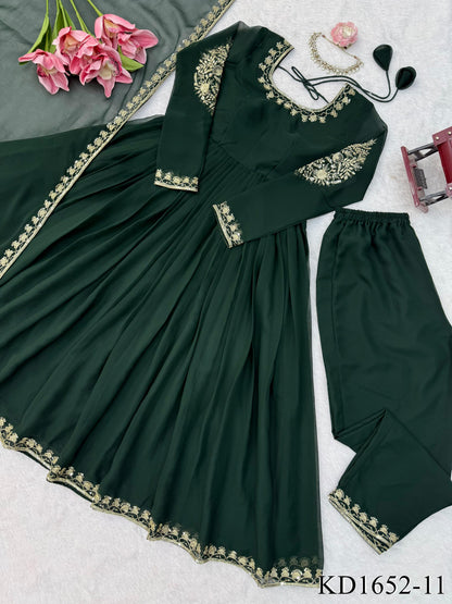 Faux Georgette Gown Set with Thread & Sequin Work