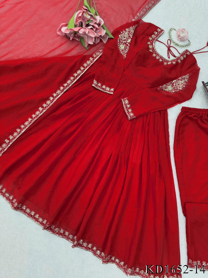 Faux Georgette Gown Set with Thread & Sequin Work