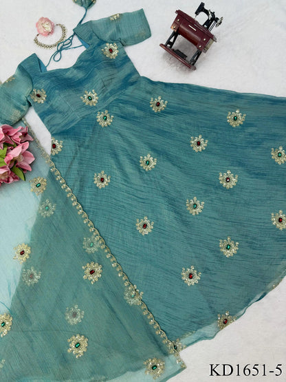 Salsa Silk Gown with Thread, Sequin & Stone Work