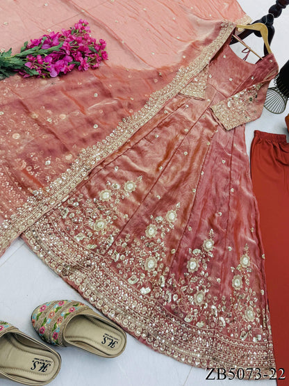 Fendy Silk Gown with Sequin Embroidery & Dupatta