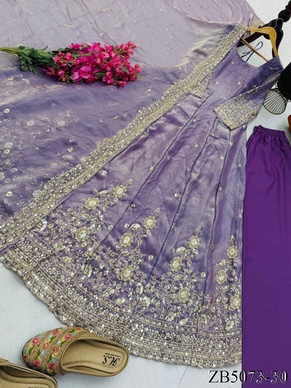 Fendy Silk Gown with Sequin Embroidery & Dupatta