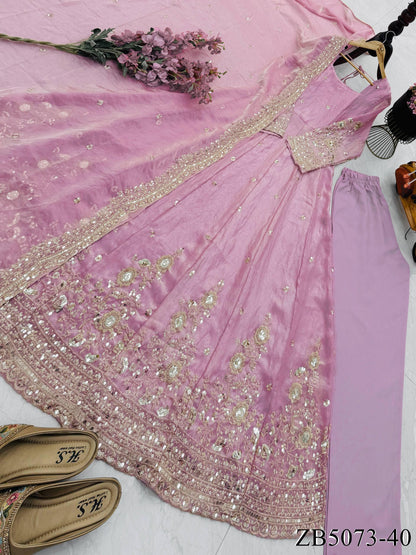 Fendy Silk Gown with Sequin Embroidery & Dupatta
