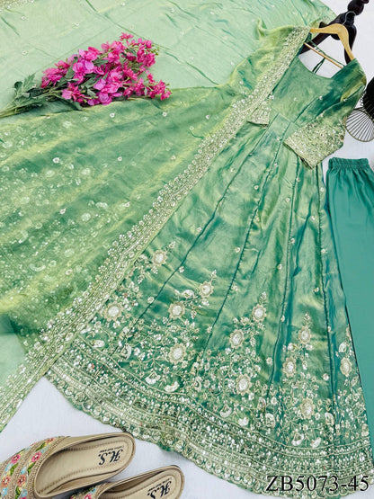 Fendy Silk Gown with Sequin Embroidery & Dupatta