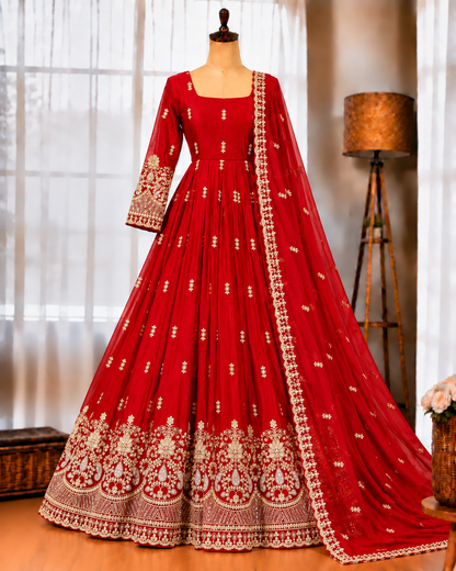 Fendy Silk Gown with Sequin Embroidery & Dupatta