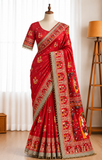 Soft Satin Silk Saree with Hand Mirror Work