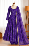 Faux Georgette Anarkali Suit with Digital Print & Mirror Work