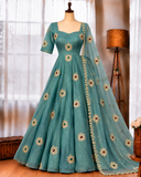 Salsa Silk Gown with Thread, Sequin & Stone Work