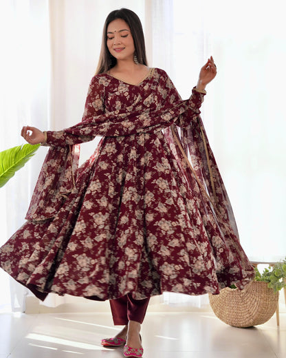 Heavy Pure Georgette Multi Floral Print Anarkali Gown