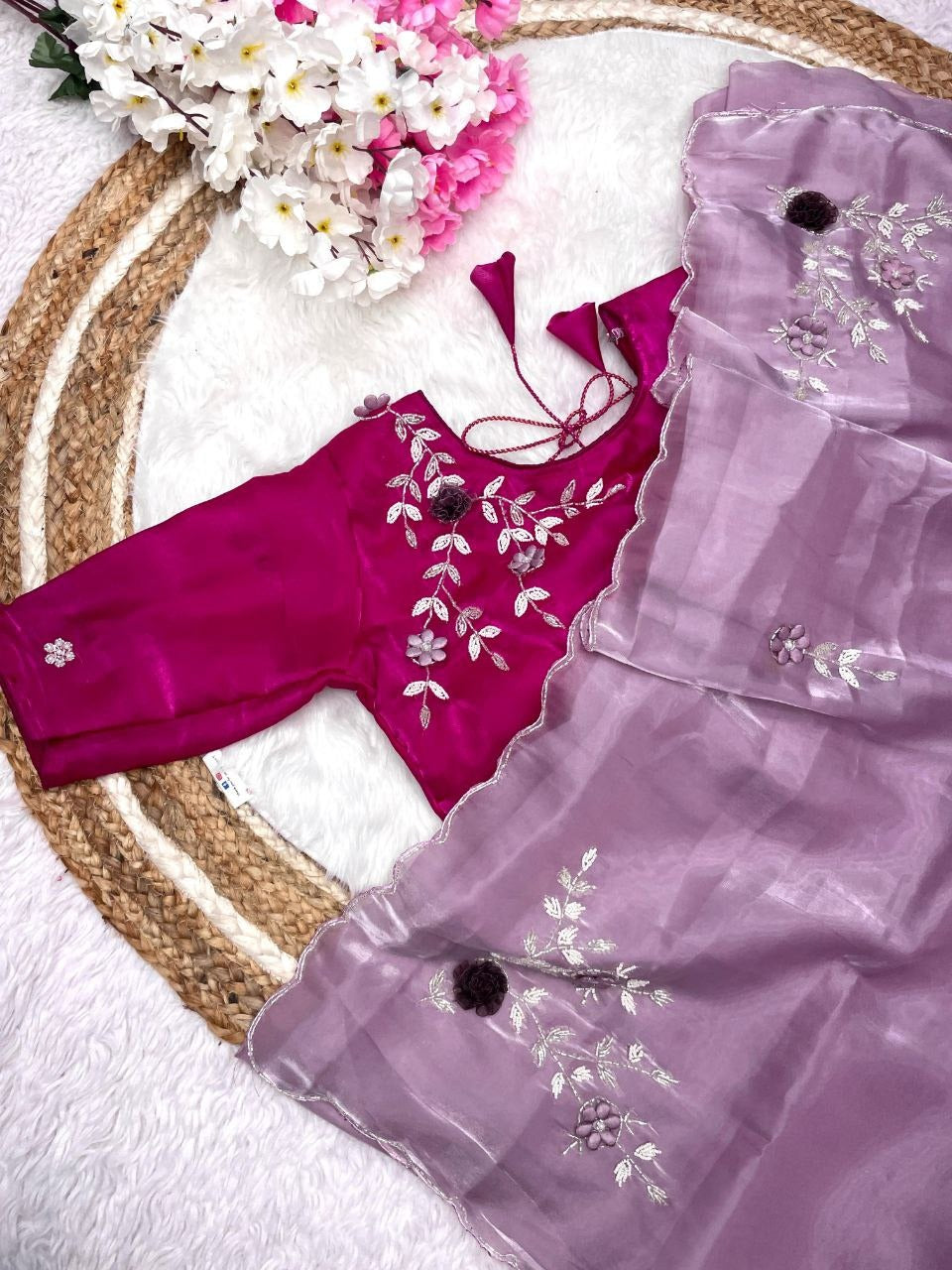 JJimmy Choo Sattin Beautiful Khatli  Cut And Hand Work Saree