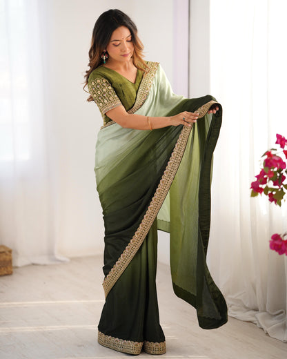 CHINON SILK WITH THREAD & SEQUENCE WORK SAREE