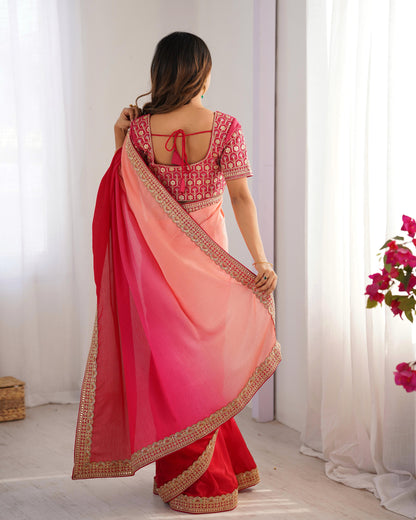 CHINON SILK WITH THREAD & SEQUENCE WORK SAREE