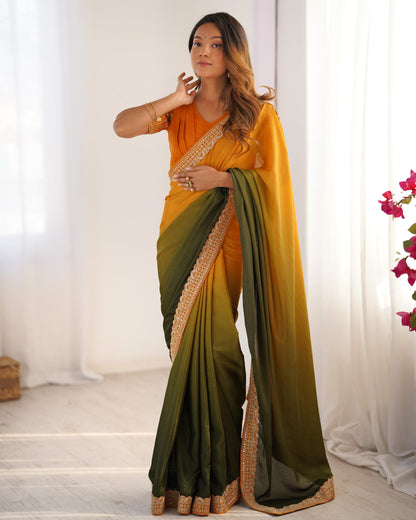 CHINON SILK WITH THREAD & SEQUENCE WORK SAREE