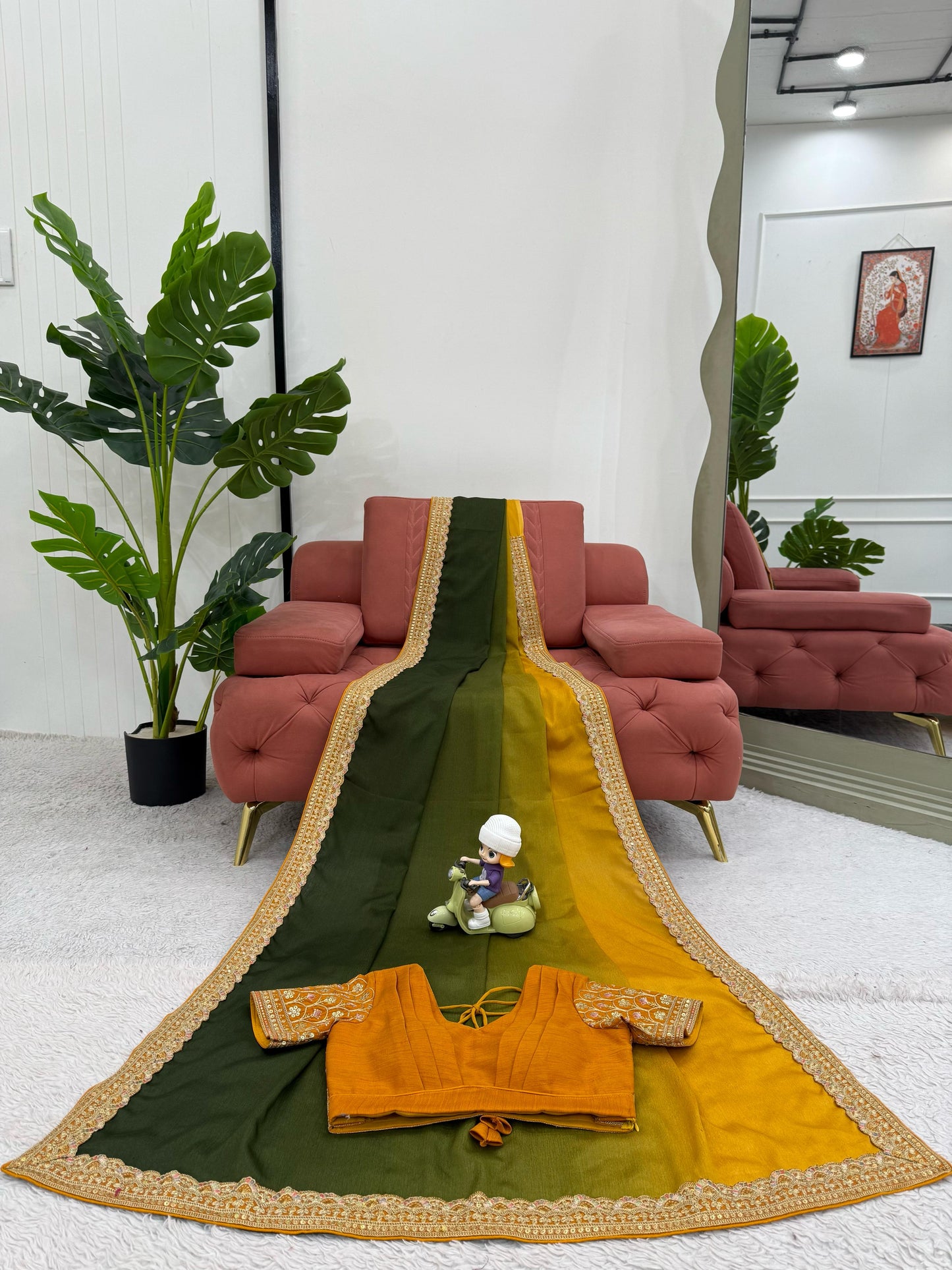 CHINON SILK WITH THREAD & SEQUENCE WORK SAREE