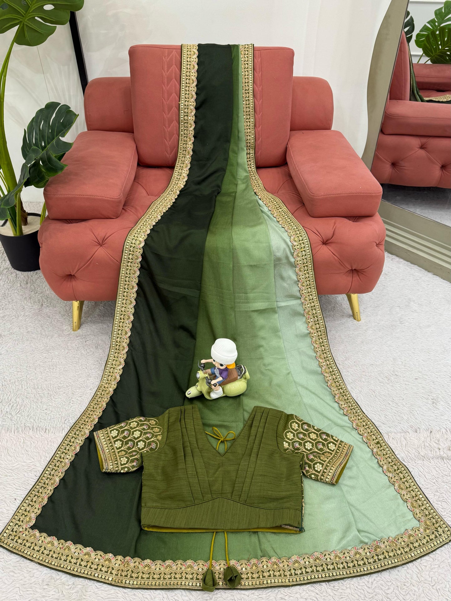 CHINON SILK WITH THREAD & SEQUENCE WORK SAREE