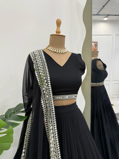 WEDDING SPECIAL BRIDAL BLACK LEHENGA CHOLI