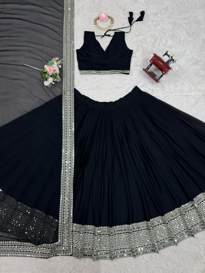 WEDDING SPECIAL BRIDAL BLACK LEHENGA CHOLI