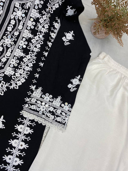 REYON EMBRODIERY WITH REAL MIRROR WORK TOP
