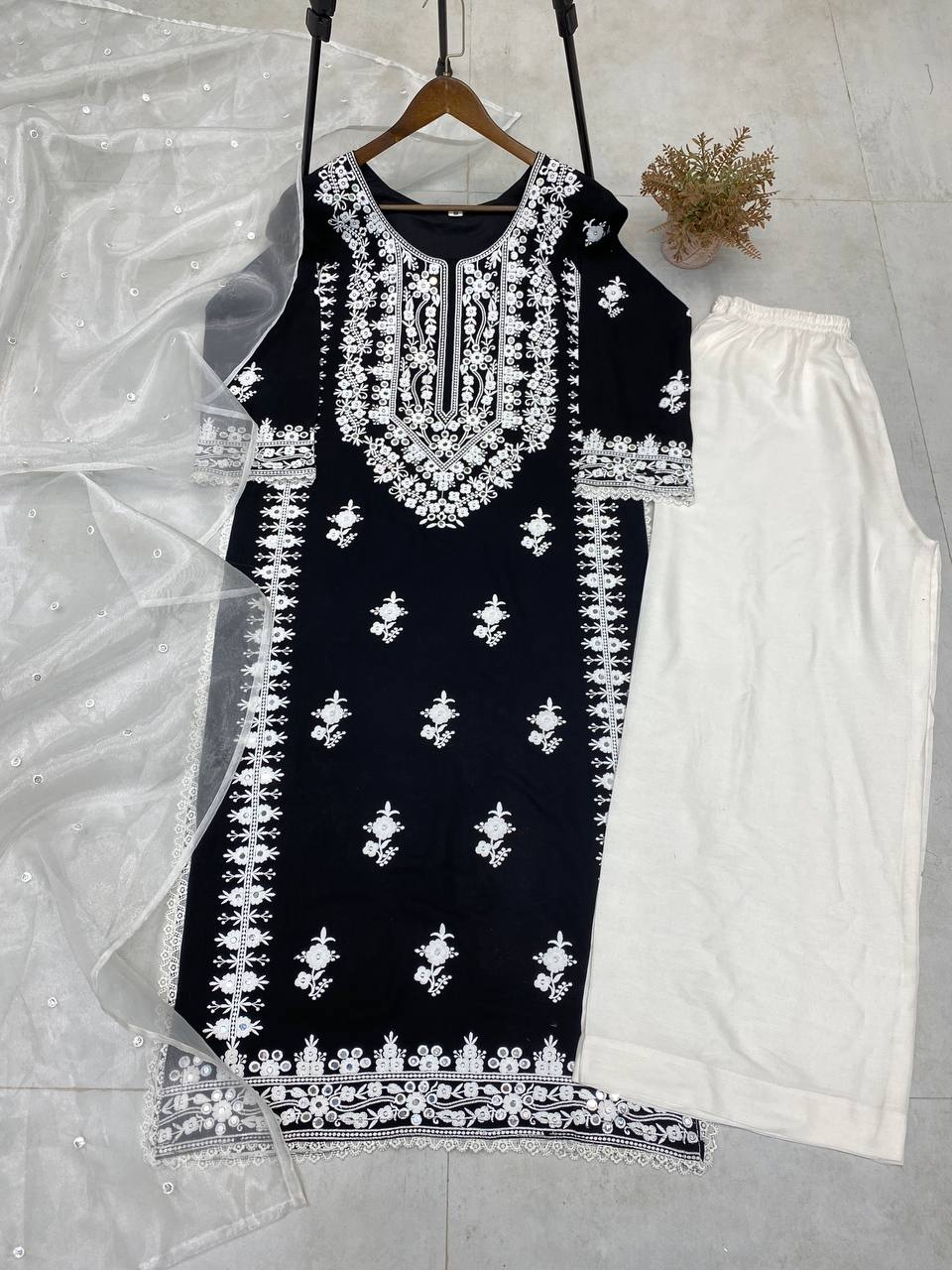 REYON EMBRODIERY WITH REAL MIRROR WORK TOP
