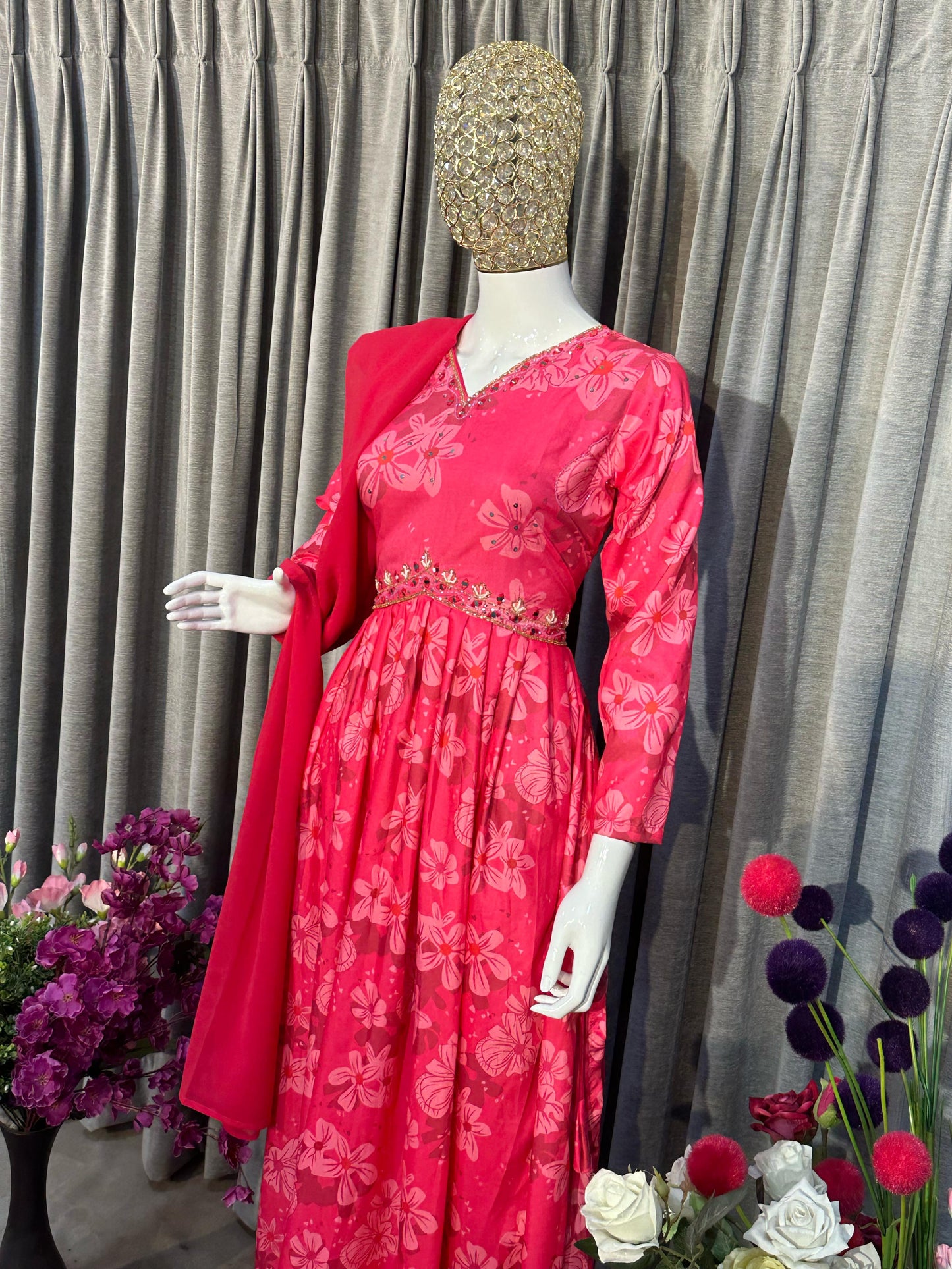 Maslin Silk With Micro Inner With Hand Work Top Pent