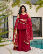 Foux Georgette Hand Work With Real Diamond With Micro Cotton Top Pent