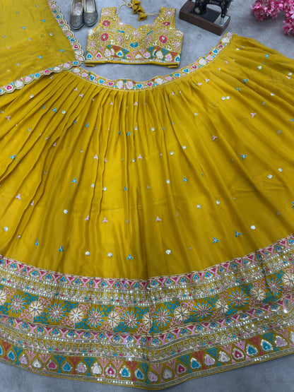 Embroidery Sequence Work With Cancan And Canvas Lehenga Choli