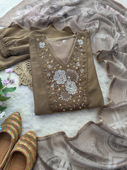 Heavy Vichitra Silk Handwork Gown